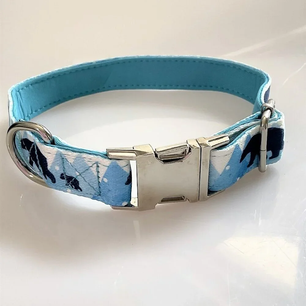 BLUE DOG COLLAR MAMA BEAR AND CUB WITH MOUNTAINS